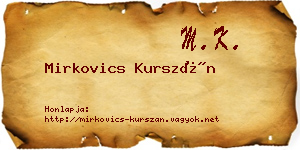 Mirkovics Kurszán névjegykártya